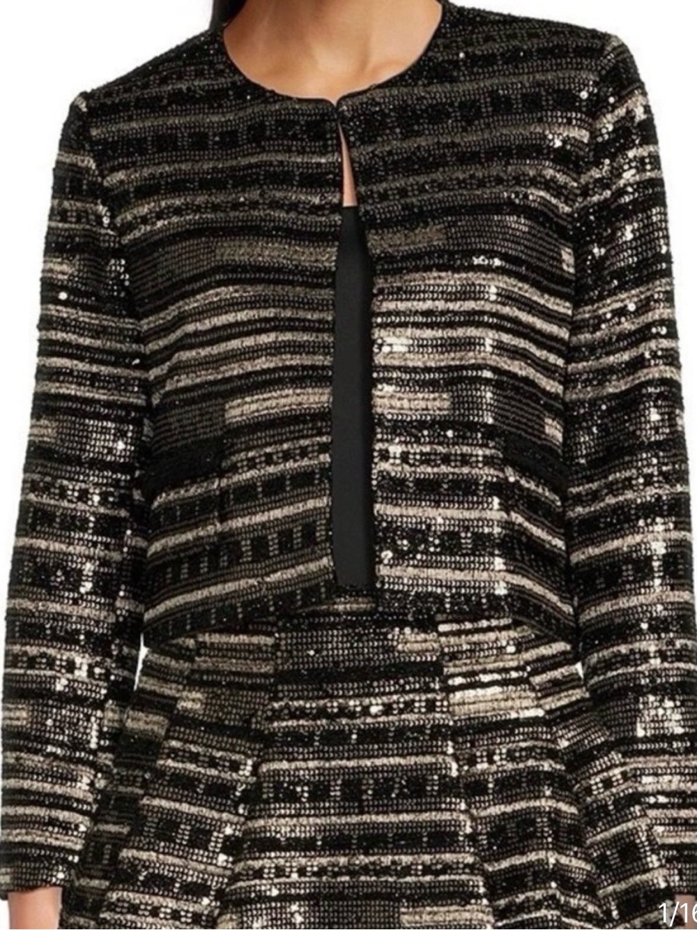 Muse by Marchesa Hazel Metallic Tweed Mid Length Coordinating Jacket Size 0 NWT